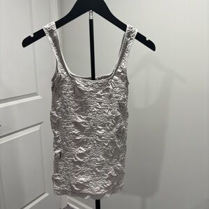 Scala Light Gray Textured Ruched Tank Top